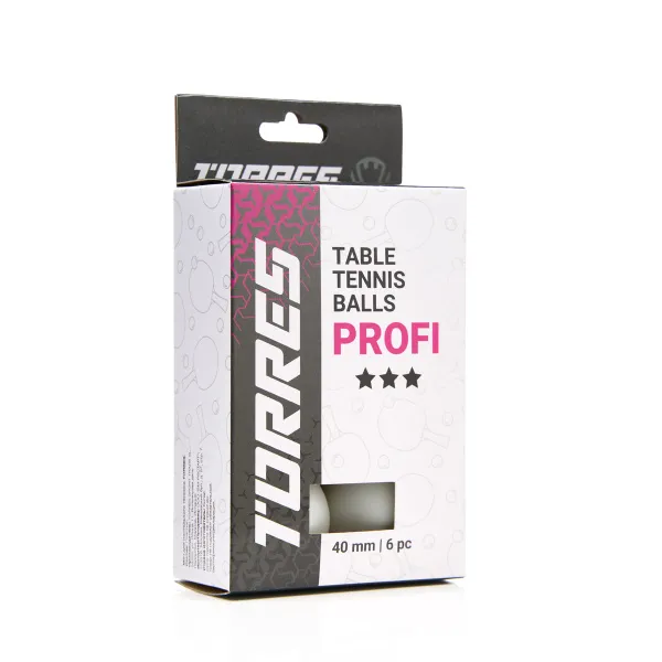 Мяч для наст. тенниса TORRES Profi 3*, TT23012, диам. 40+мм, упак. 6 шт, белый за 338.30 ₽ в Чите