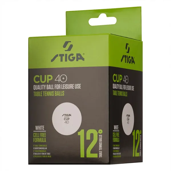 Мяч для наст. тенниса Stiga Cup ABS, 1110-2510-12, диам.40+мм, пластик, упак. 12 шт, белый за 1&nbsp;774.80 ₽ в Чите