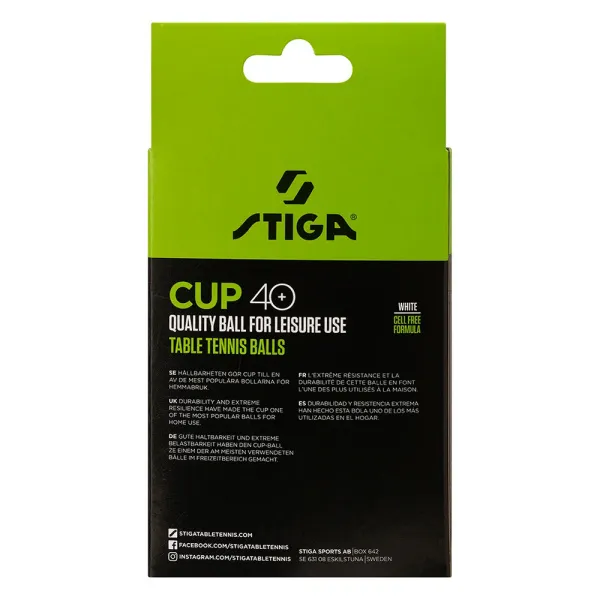 Мяч для наст. тенниса Stiga Cup ABS, 1110-2510-12, диам.40+мм, пластик, упак. 12 шт, белый за 1&nbsp;774.80 ₽ в Чите