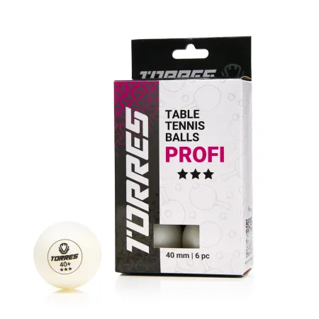 Мяч для наст. тенниса TORRES Profi 3*, TT23012, диам. 40+мм, упак. 6 шт, белый за 338.30 ₽ купить в Чите