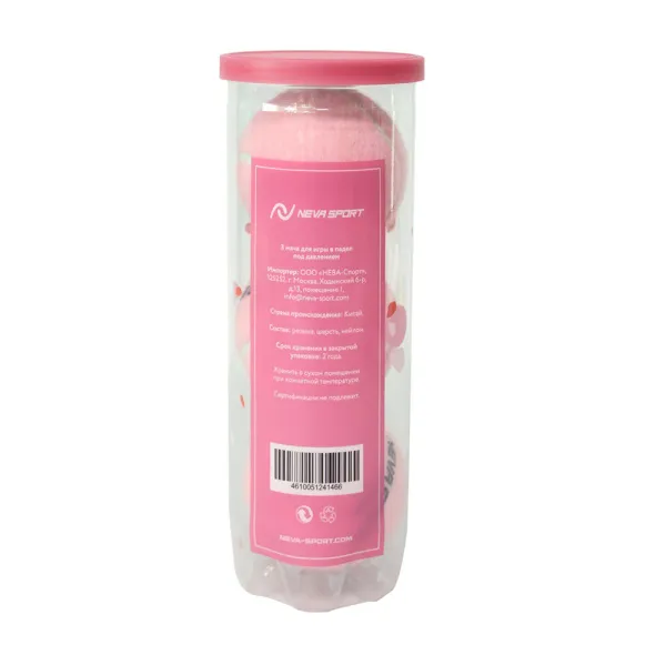Мяч для падела NS Sakura, UAA2, уп.3 шт, сукно, нат.резина, розовый за 824.50 ₽ в Чите