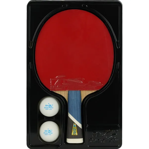 Ракетка для н/т DOUBLE FISH 5A+C, для продвин, ITTF Appr, накл. 2,1 мм, конич. ручка+ 2 мяча V40+мм за 2&nbsp;779.50 ₽ в Чите